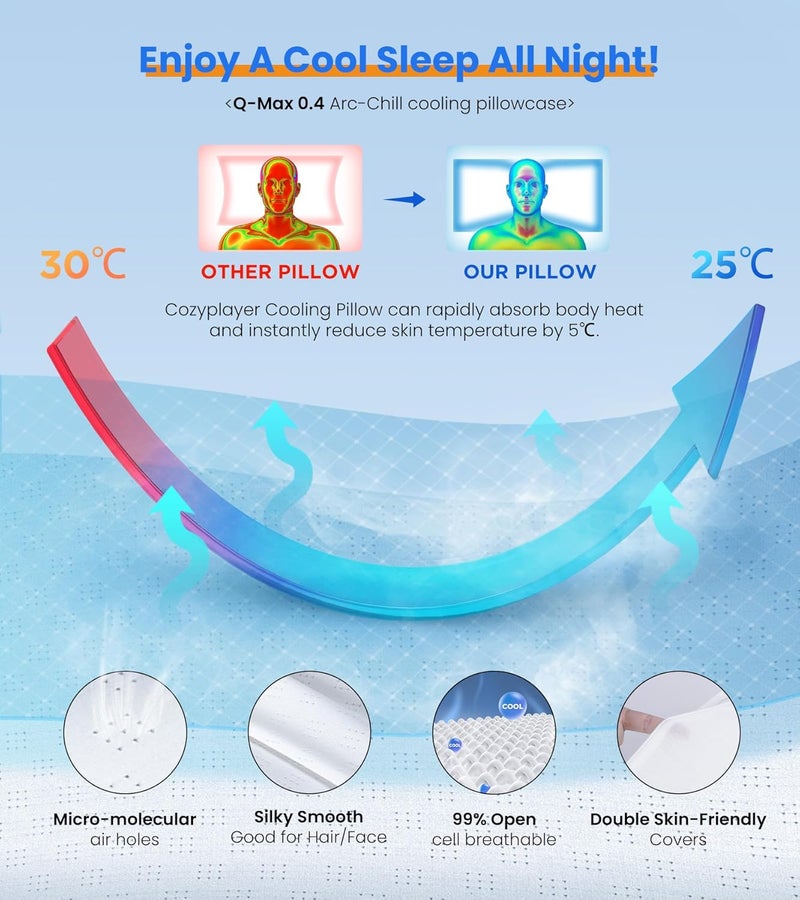 Cozyplayer Ultra Pain Relief Cooling Pillow for Neck Support, Adjustable Cervical Pillow Cozy Sleeping, Odorless Ergonomic Contour Memory Foam Pillows, Orthopedic Bed Pillow for Side Back Stomach Sleeper - Image 5